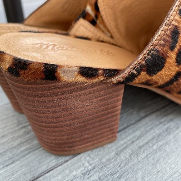 Madewell HARPER MULE Shoe Women’s Size 8 Leopard Calf Hair Stacked 3” Block Heel - Picture 12 of 12